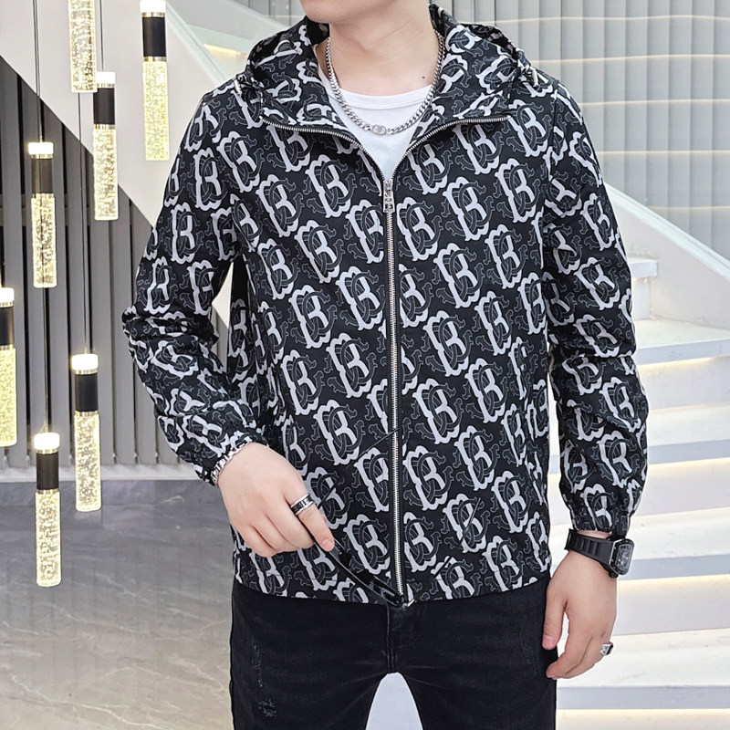 2026年新款印花连帽休闲夹克钱塘3019-JK9085P140真模黑色,男装夹克,钱塘6016-1(原3019)