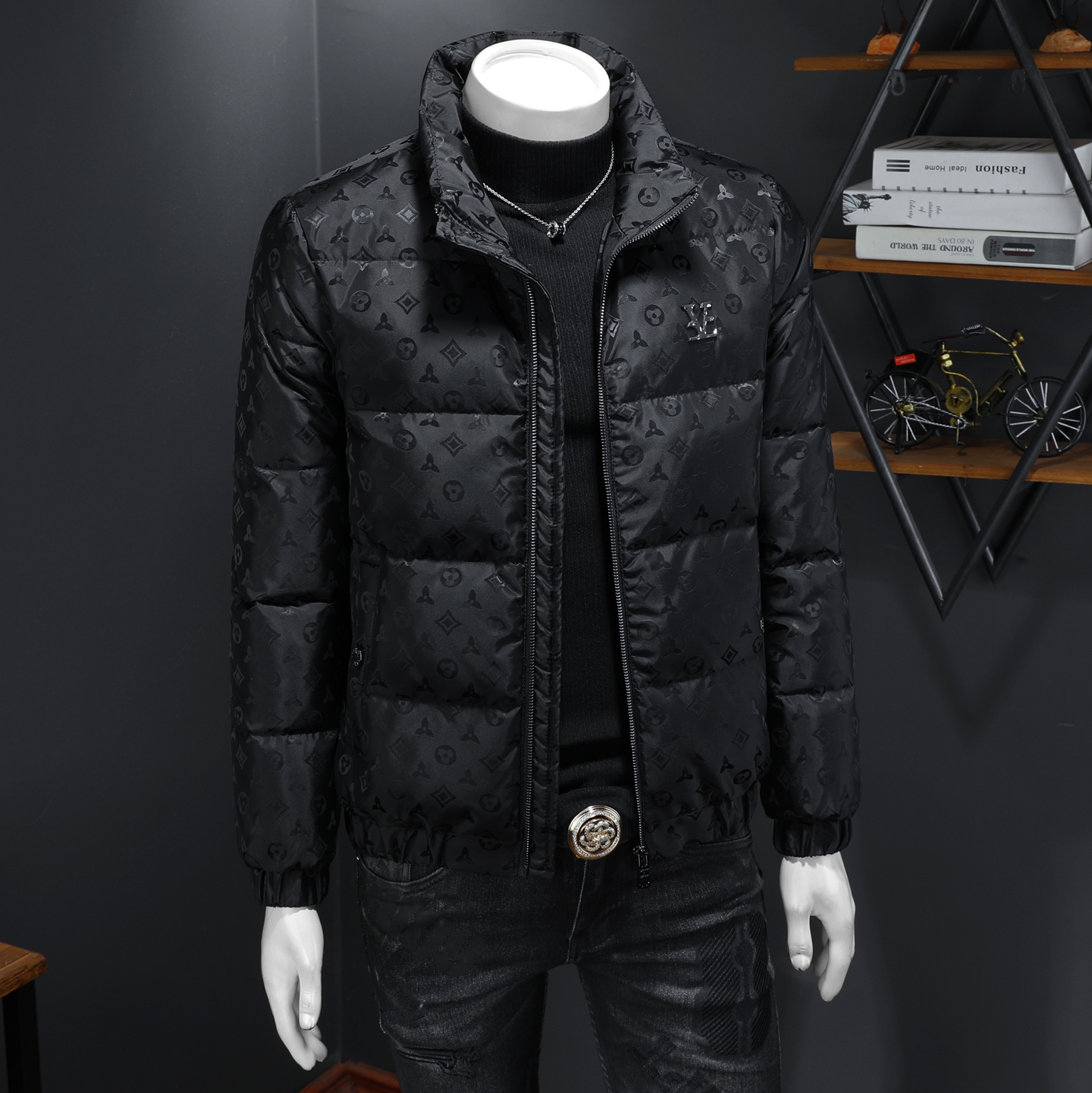 Y9817P3002025高端冬季90%白鸭绒提花立领羽绒服假模335，男装羽绒服，钱塘6016-1(原3019)