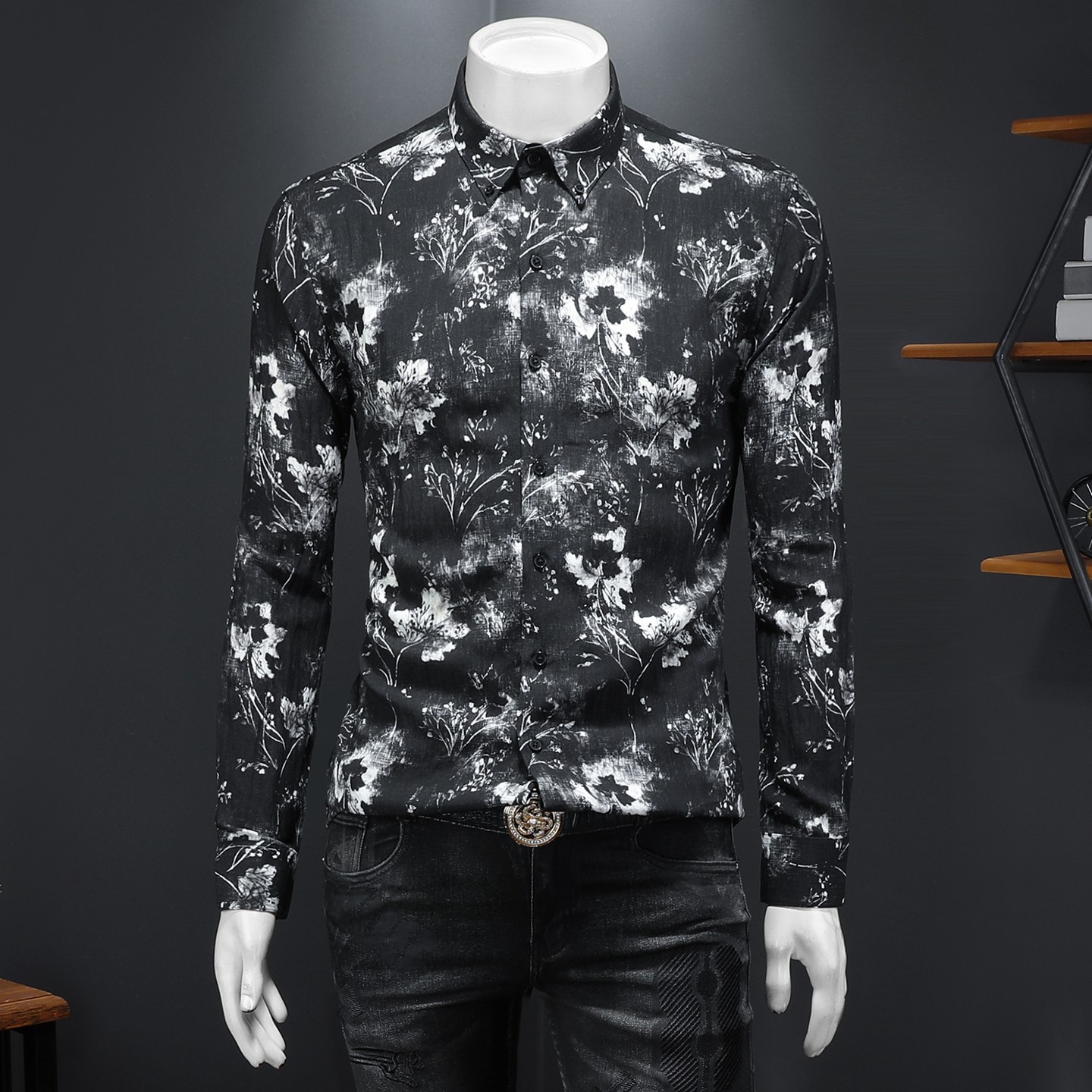 2026年新款长袖衬衫青春大码修身衬衣钱塘30199776P85假模，男装衬衫，钱塘6016-1(原3019)