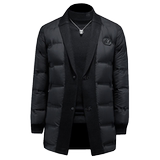 Y9583P3602026冬季90%白鸭绒暗纹针织领中长款羽绒服真模控405，男装羽绒服，钱塘6016-1(原3019)