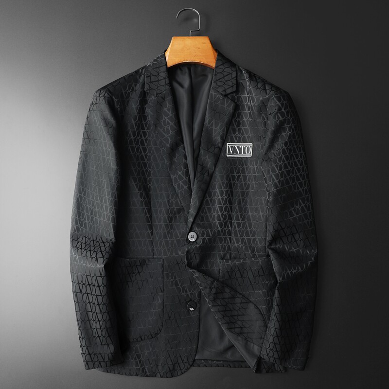 2026年新款高端休闲小西装钱塘3019X6693P170平铺黑，男装西服套装，钱塘6016-1(原3019)