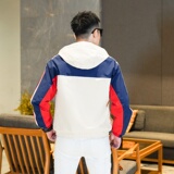 商标已注册2025年新款印花拼接连帽休闲夹克JK9260P140真模，男装夹克，钱塘6016-1(原3019)
