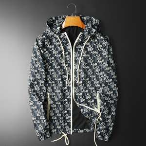 2026年新款印花连帽休闲夹克 钱塘3019-JK9031 P150平铺黑色，男装夹克，钱塘6016-1(原3019)
