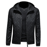 商标已注册2025年新款提花连帽休闲夹克JK88607P175镂空，男装夹克，钱塘6016-1(原3019)