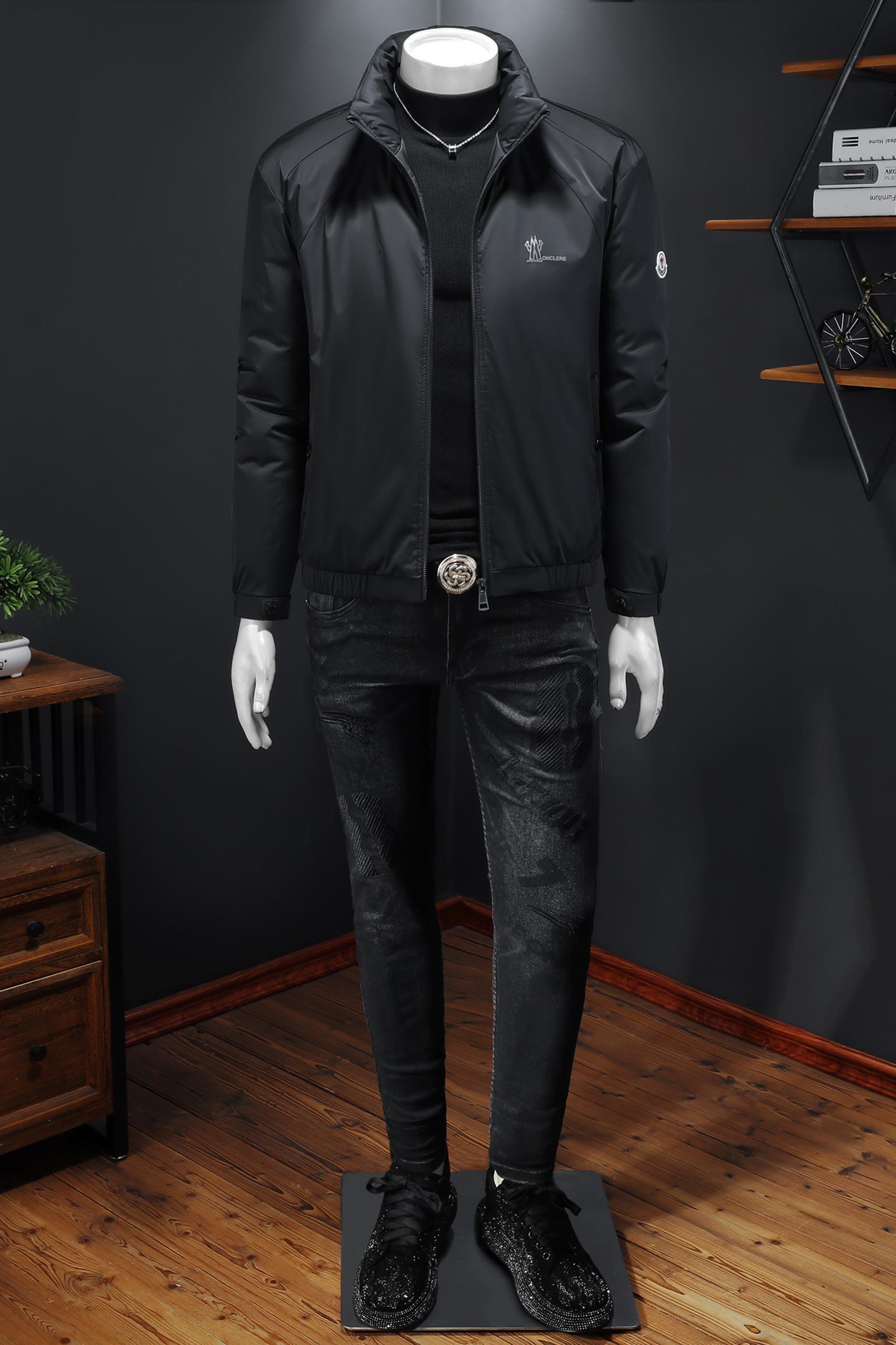 Y9806P2902025高端冬季90%白鸭绒印花立领羽绒服假模325，男装羽绒服，钱塘6016-1(原3019)