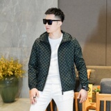 2025年新款印花格子连帽休闲夹克JK9282P140真模，男装夹克，钱塘6016-1(原3019)