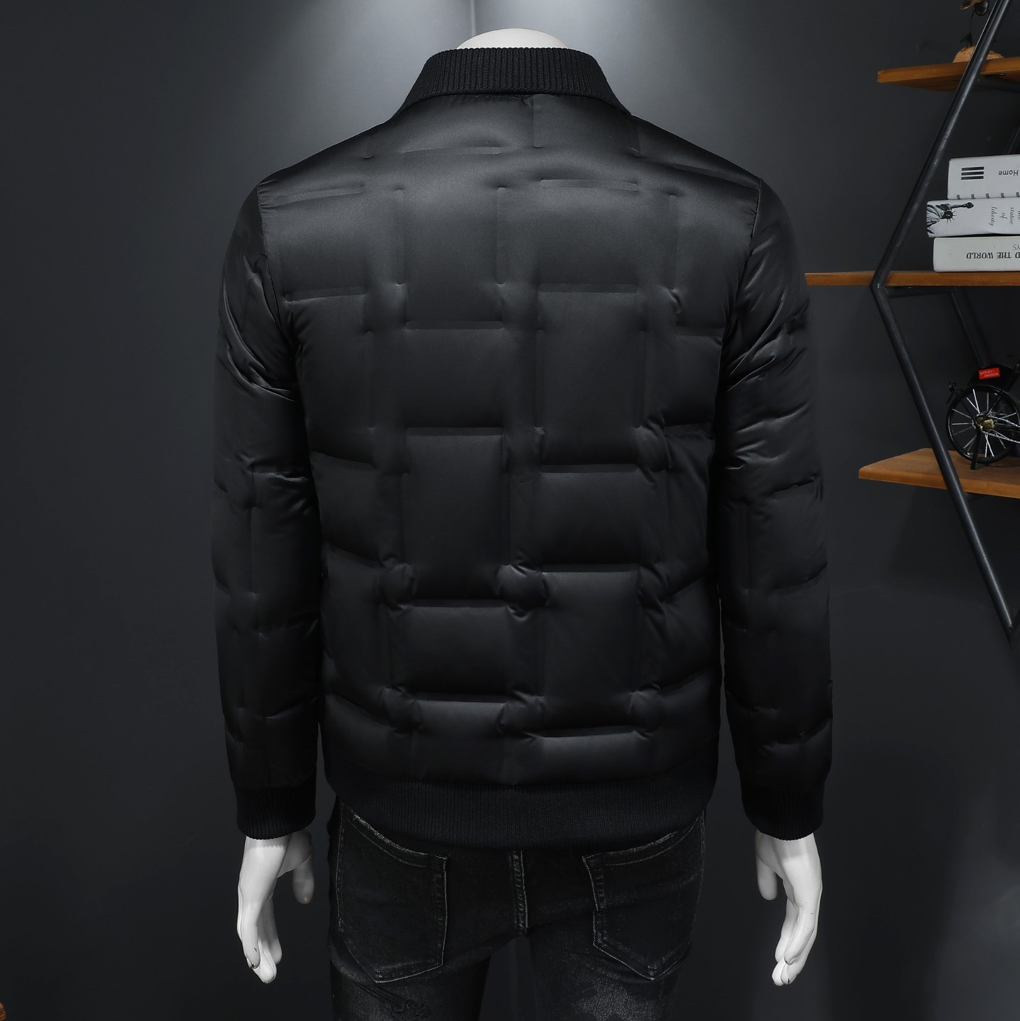 Y9828P3102025高端冬季90%白鸭绒暗花针织领羽绒服假355，男装羽绒服，钱塘6016-1(原3019)