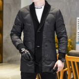 Y8825P2852024高端冬季90%白鸭绒亮面翻领羽绒服真模黑色，男装羽绒服，钱塘6016-1(原3019)