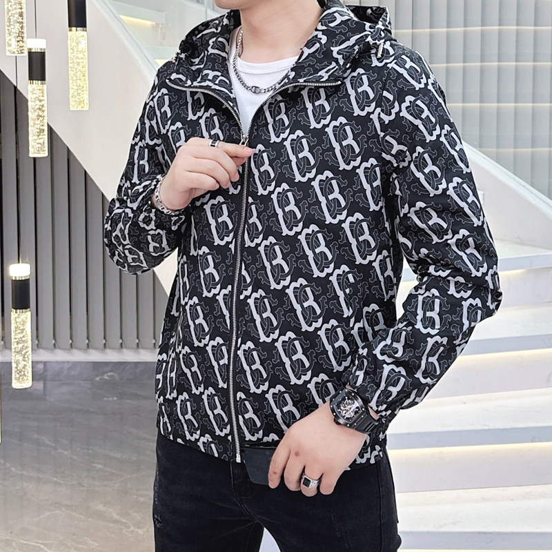 2026年新款印花连帽休闲夹克钱塘3019-JK9085P140真模卡其色,男装夹克,钱塘6016-1(原3019)