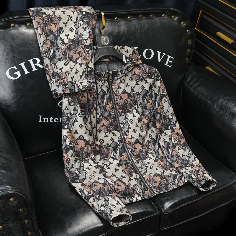 2026年新款防晒短裤套装钱塘30191243+9065套装P218沙发咖色，男装休闲套装，钱塘6016-1(原3019)