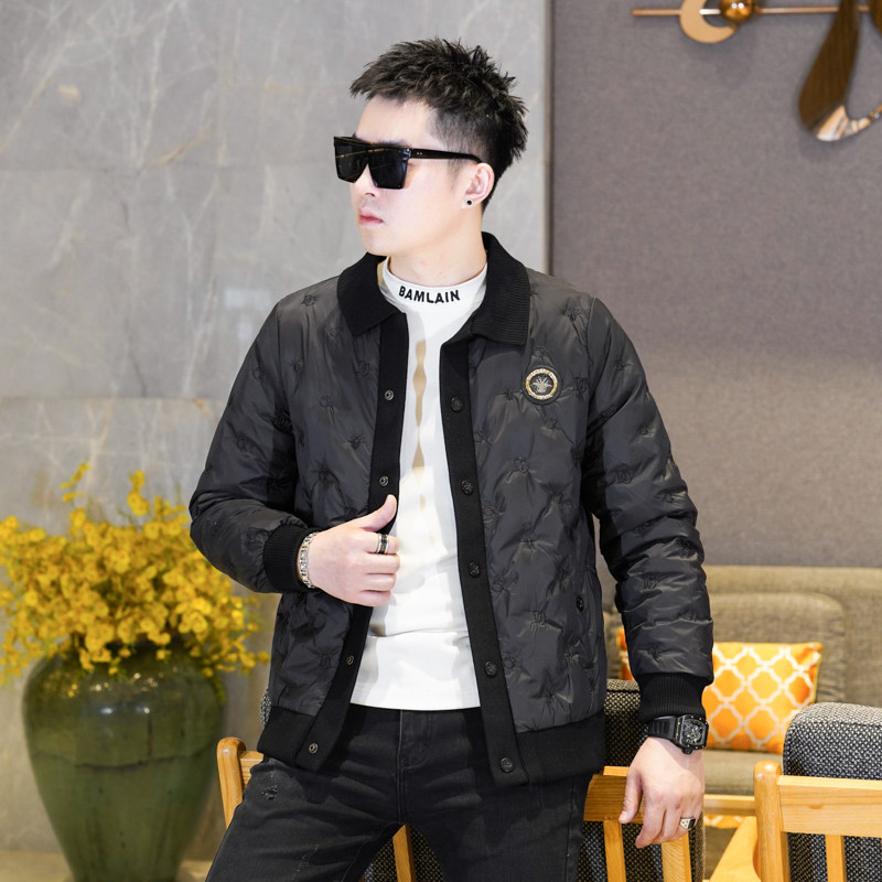 Y8828P2902025高端冬季90%白鸭绒亮面翻领羽绒服真模黑色,男装羽绒服,钱塘6016-1(原3019)