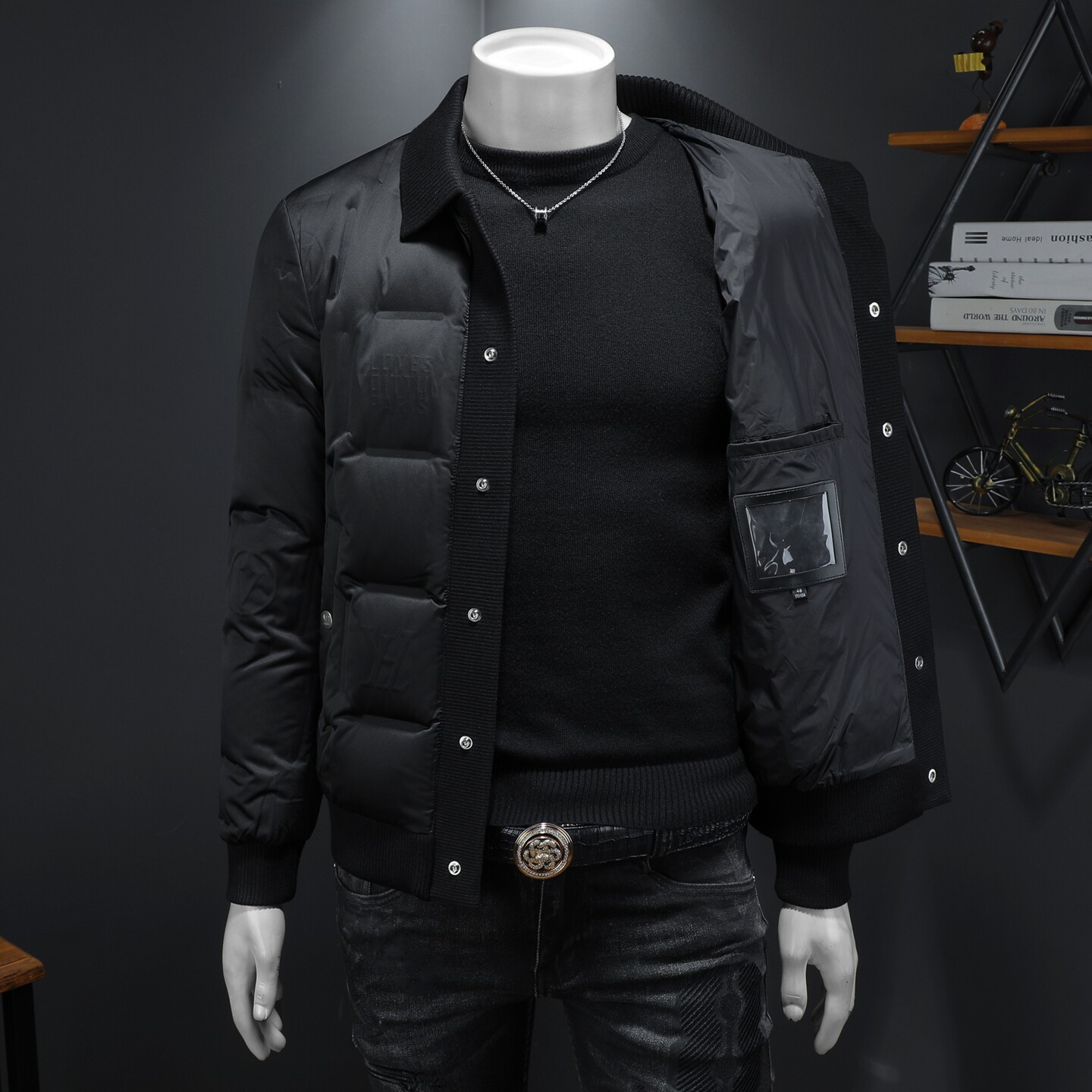 Y8861P3352025高端冬季90%白鸭绒翻领暗花羽绒服假模375,男装羽绒服,钱塘6016-1(原3019)