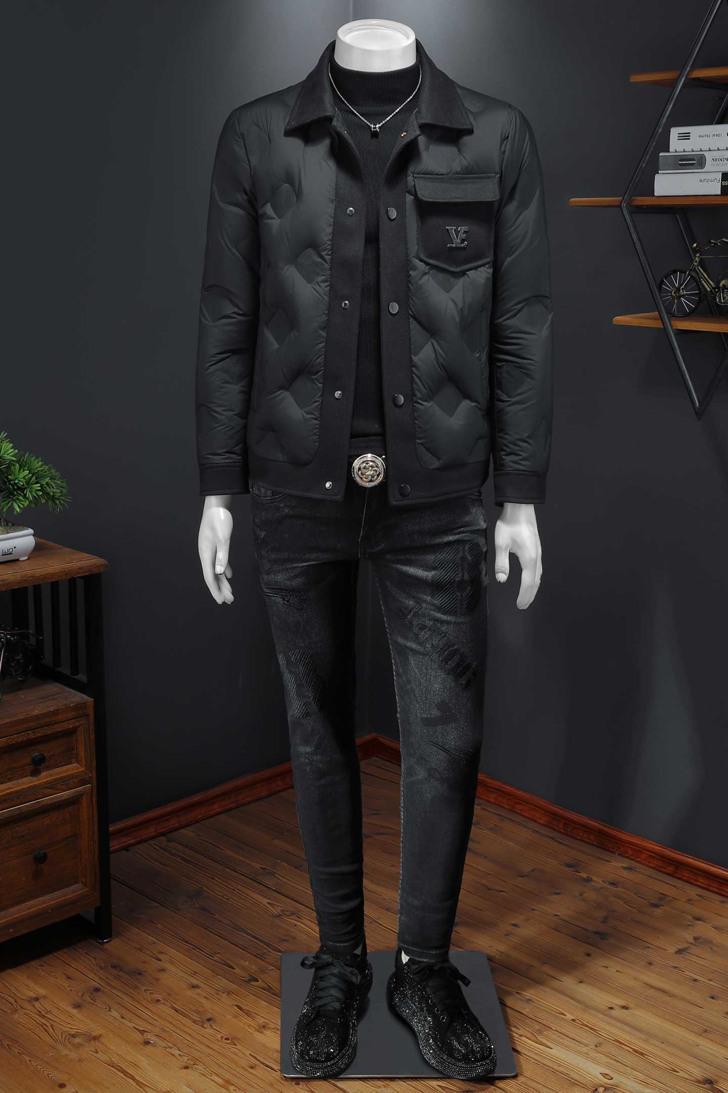 Y8989P3252025高端冬季90%白鸭绒翻领暗花羽绒服假模375,男装羽绒服,钱塘6016-1(原3019)