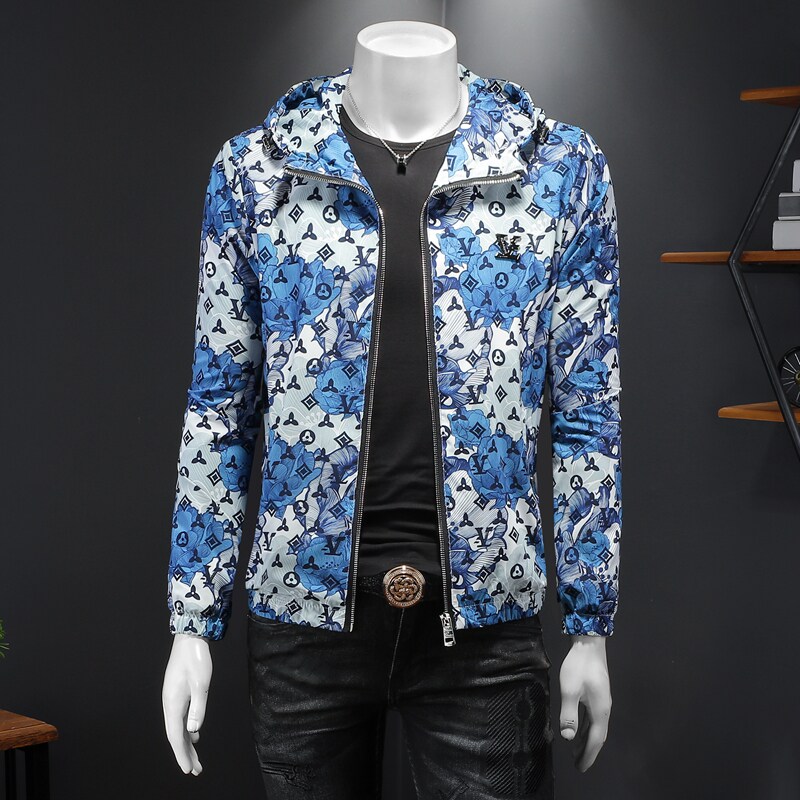 2026年新款男士韩版修身连帽夹克钱塘3019FSY9065P150假模蓝，男装防晒衣，钱塘6016-1(原3019)