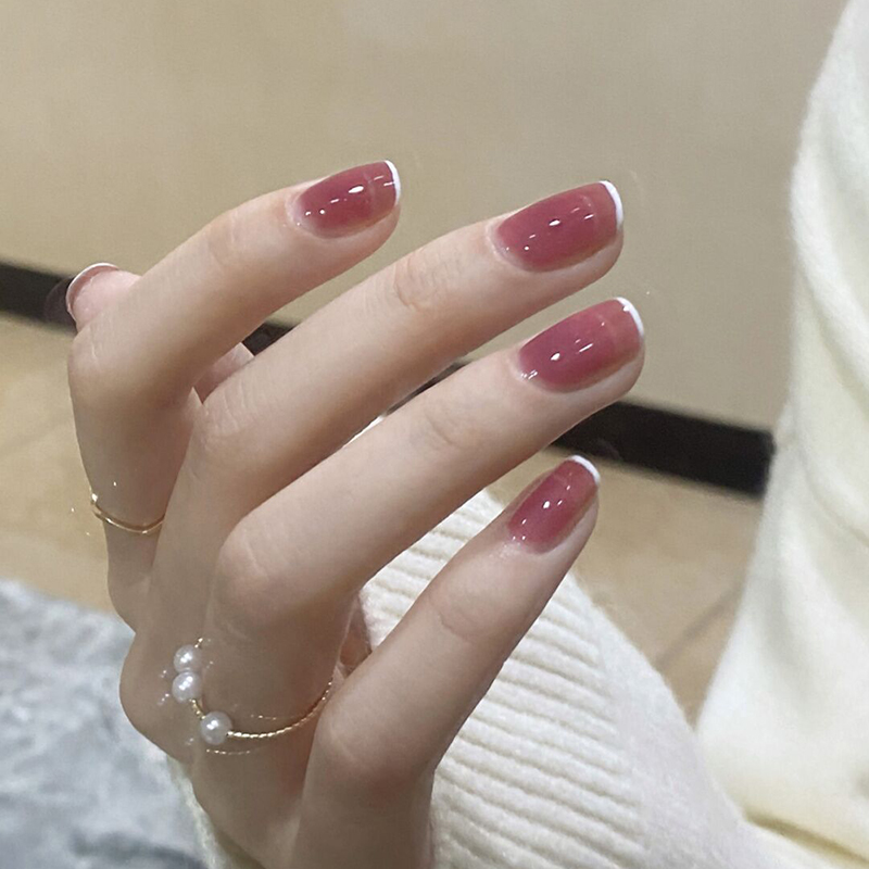 淳贵人指甲贴片秋日简约百搭法式美甲成品穿戴手工光疗甲片可拆卸