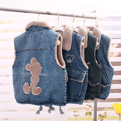 牛仔秋冬季加厚保暖中小童马甲