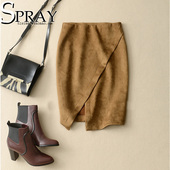 不对称 斜裁魅力 开叉 25秋冬新款 麂皮绒包臀半身裙 米虫爱吃米