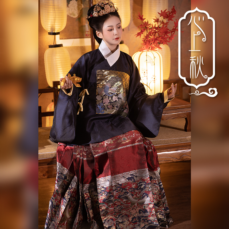 孔雀仿妆花心上秋补服凤凰马面