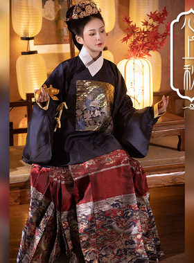 【孔雀补服凤凰马面】心上秋明制交领圆领方领补服仿妆花马面汉服