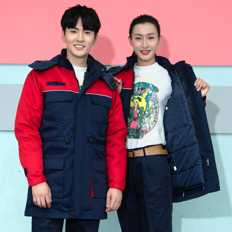 冬季工作服棉衣男加绒加厚汽车维修厂劳保服工程S棉袄套装防寒保