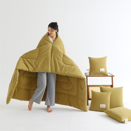 A类全棉抱枕被子两用二合一车用午睡枕头被车载三合一懒人披肩被