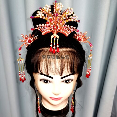 戏曲剧头饰花旦正凤儿童古装汉服越剧黄梅戏直播表演出用配发饰品