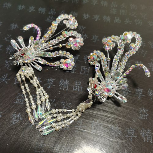 梦享精品头饰水钻镶嵌戏曲偏凤钗