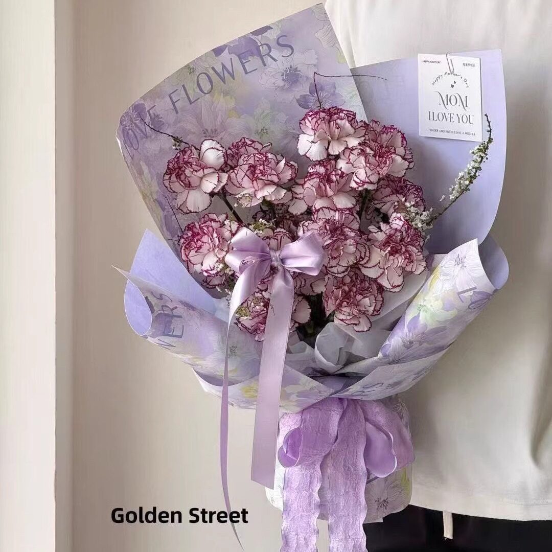 缤纷花漾纸油画风花束包装纸图片