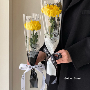 清明节花束单支袋菊花多支袋鲜花包装袋永远怀念单只袋鲜花包装