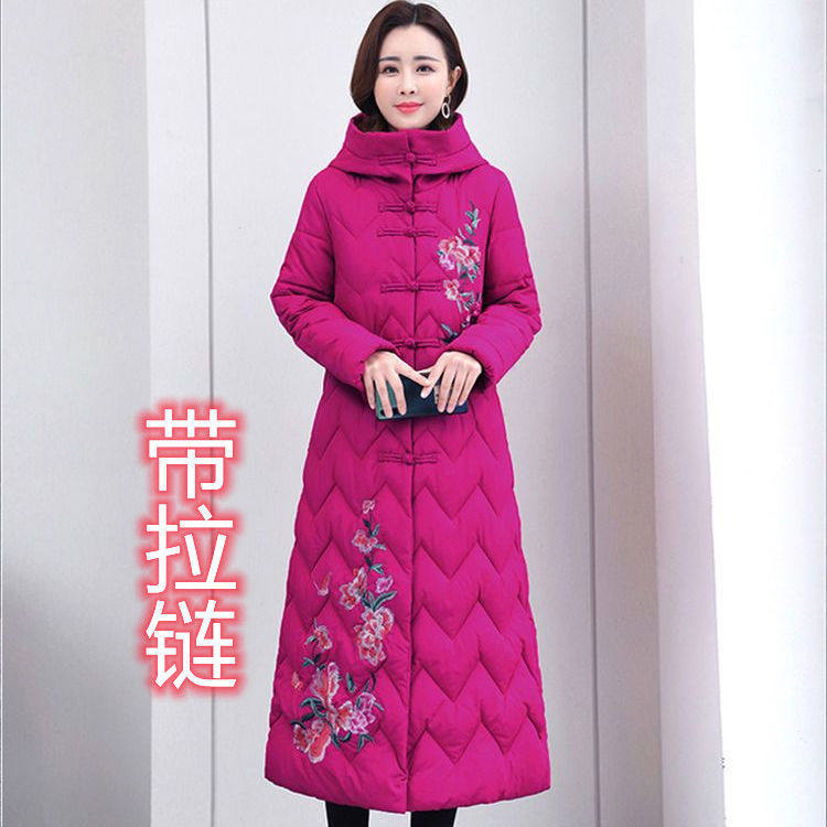 中国风广场舞加厚羽绒棉衣女中长款大码女妈妈装冬装唐装羽绒棉服