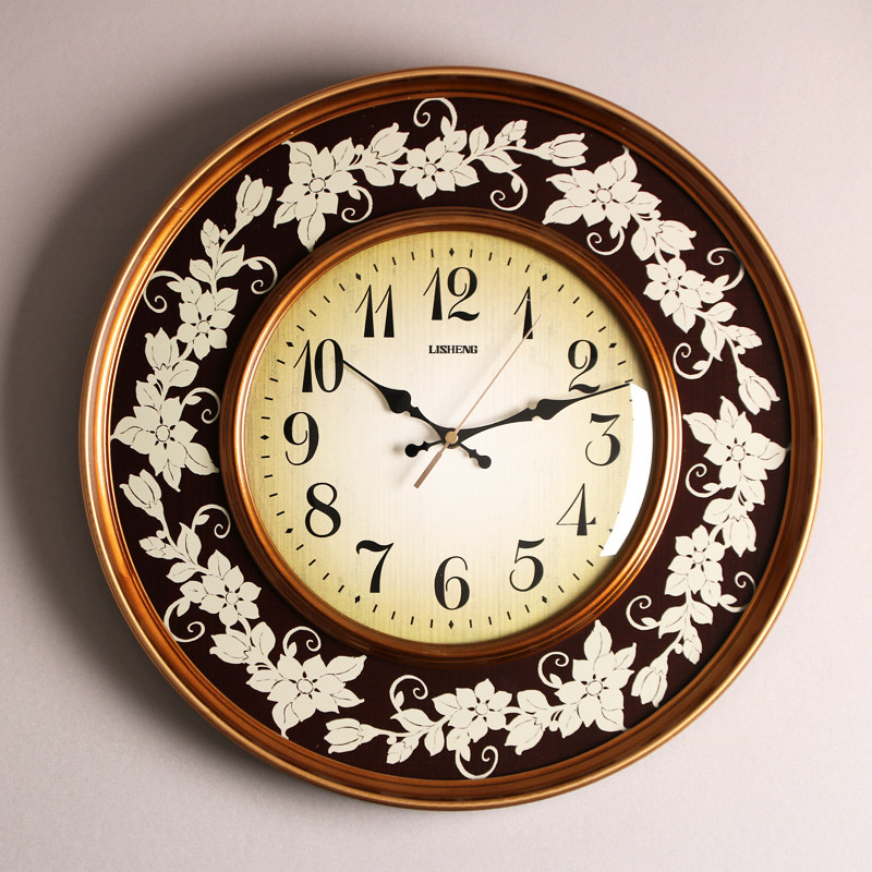 钟表挂钟简约时尚欧式客厅家用石英钟圆形卧室静音时钟创意挂墙表
