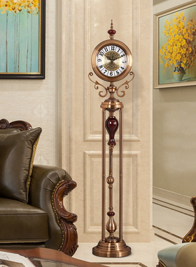 美式落地钟立式客厅时钟摆件欧式别墅奢华钟表装饰站款大摆钟座钟