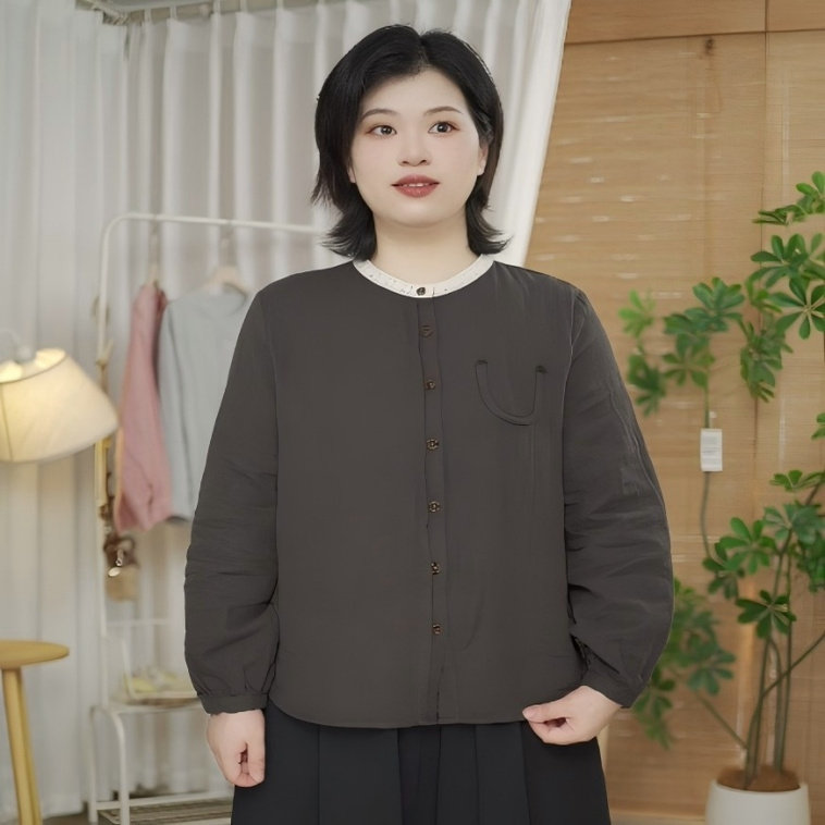 花边领纯棉秋季休闲风仙女风衬衫打底女士简约上衣时尚