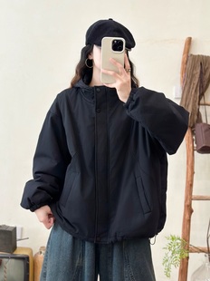 【带帽棉衣 外套】茧型连帽拉链双插兜时尚冬季加棉短款外套