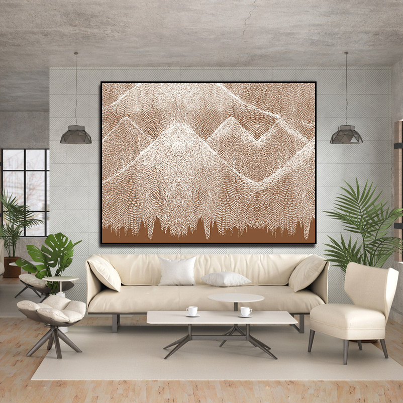 浮雕肌理画立体线条抽象大气山峰意向现代装饰画客厅卧室背景壁画
