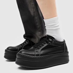 ro鞋子Cleanfit双层厚底内增高鞋男士黑白百搭休闲vibe板鞋德比鞋