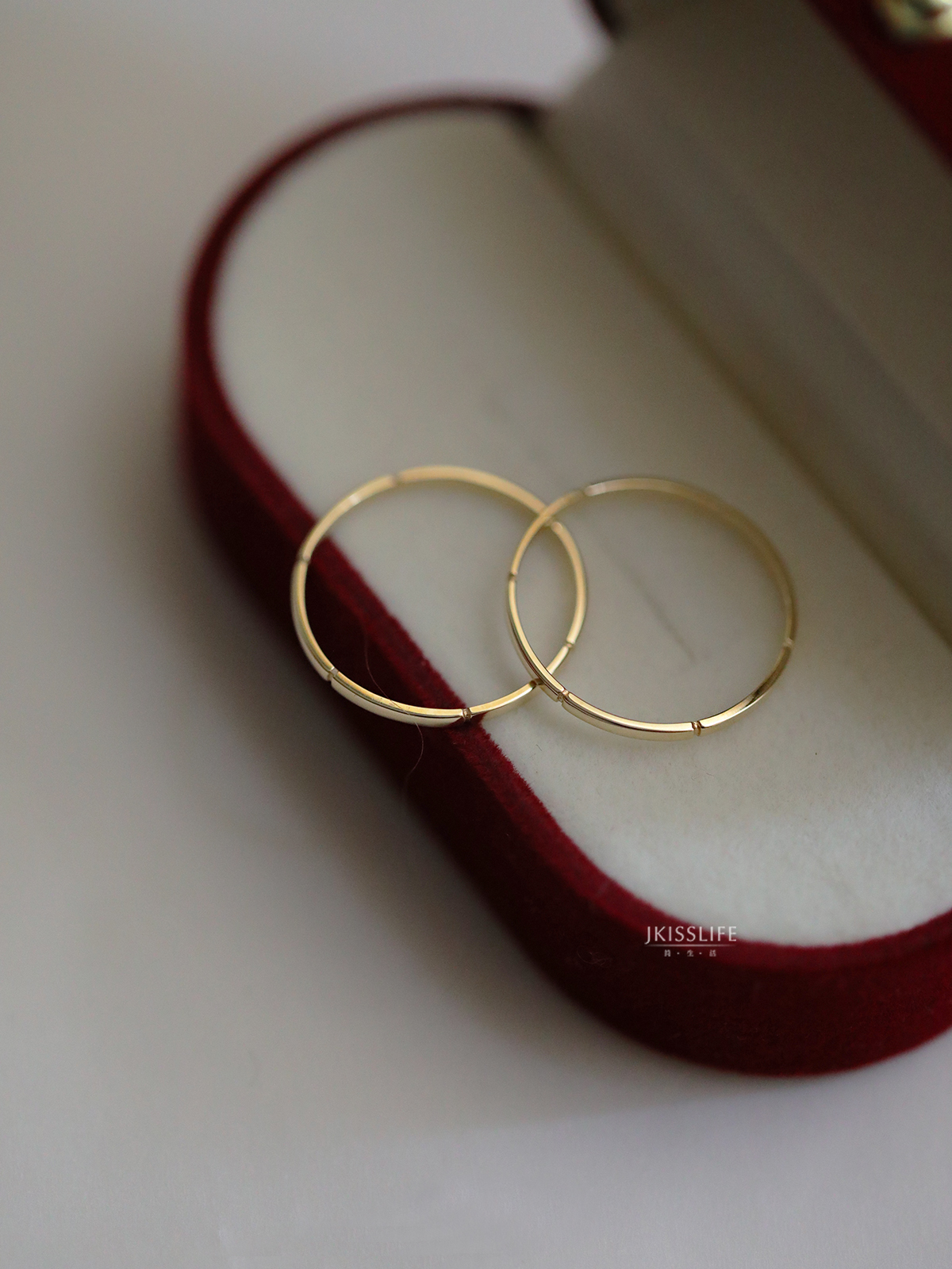 9K黄金简约骨节光版情侣戒指