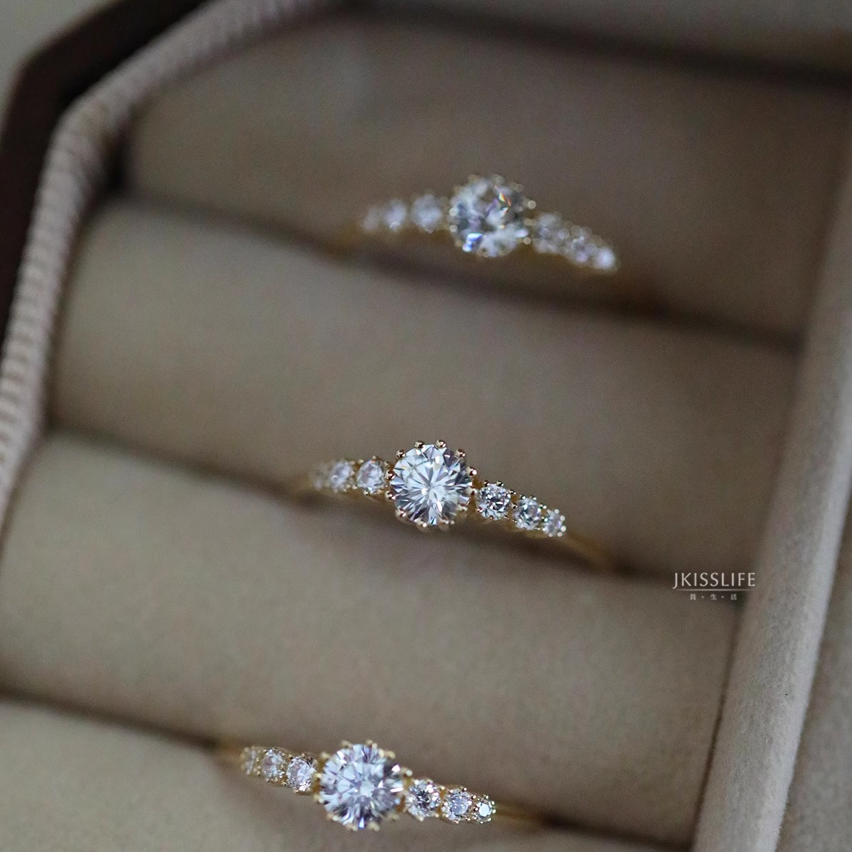 法式浪漫9K金精致微镶戒指通勤