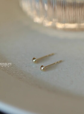 9K黄金 mini可爱扁扁小金豆 素金日常通勤百搭K金耳钉 极简亮闪