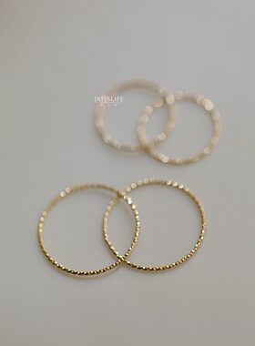 14K金极细素金刻面简约戒指