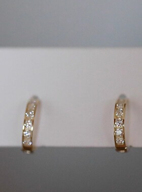 9K黄金 Jennie款 气质高级感ins排钻耳圈 精致镶嵌叠戴耳环耳饰女