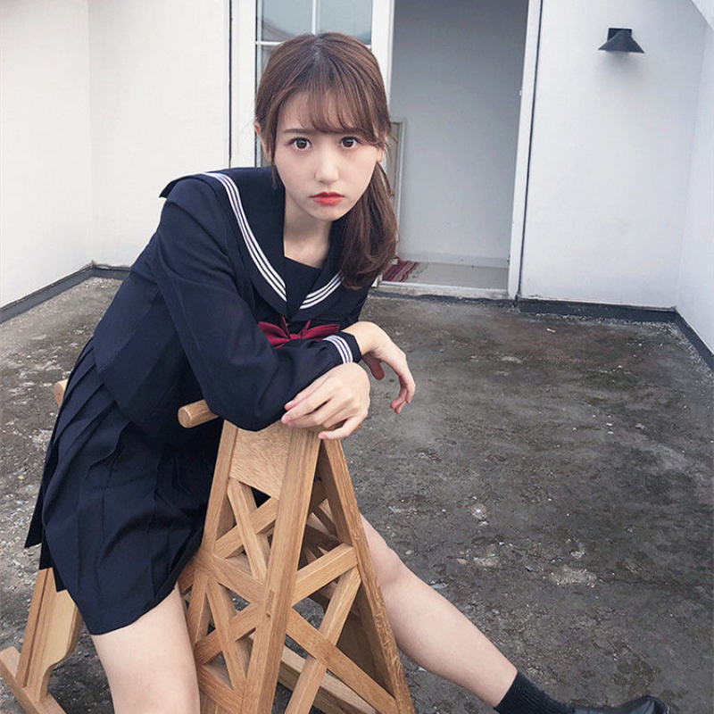 厂家基础款绀色三本正统jk制服水