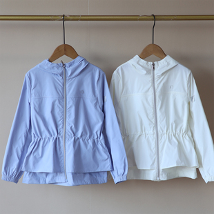 26年夏装新款~女中大童收腰款连帽两色防风拉链衫薄外套两色3051