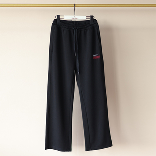 26年春装 童装 女中大童直筒黑色休闲裤 宽松运动休闲丝光棉 新款