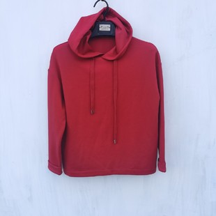 番米粒2件包邮出口样衣大红色连帽式卫衣速干透气中等弹力款