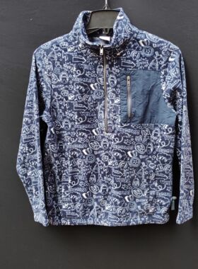 番米粒2件包邮出口余单12码大童摇粒绒套头卫衣蓝色碎花