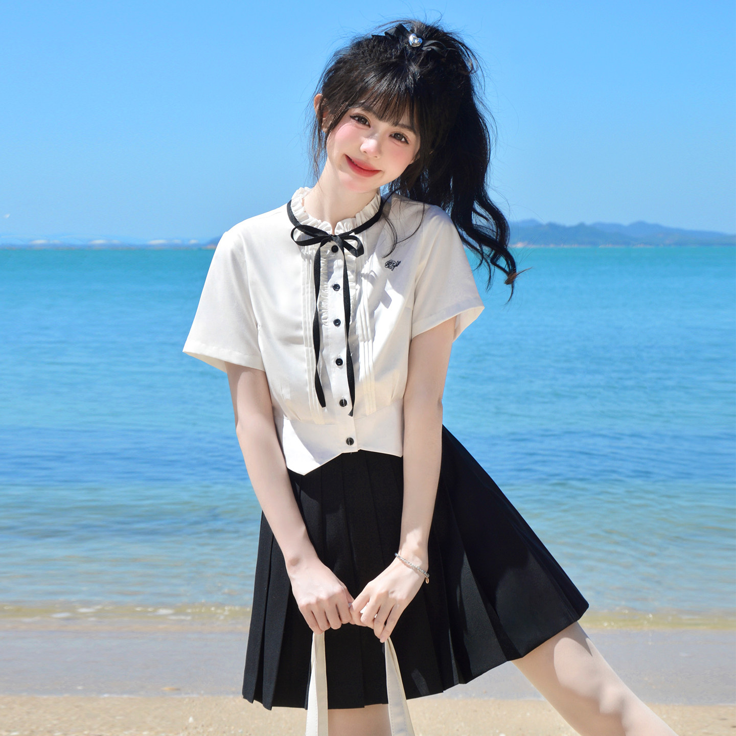 樱花家族jk制服衬衫【玫瑰巡礼】优雅大小姐学院风收腰短袖上衣女