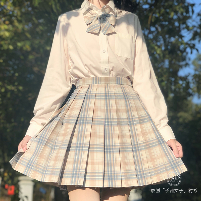 PJ制作工坊 制服方领白色jk衬衫长袖日系基础款学生上衣秋冬女