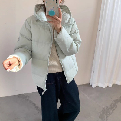 yunson 小个子连帽面包服90白鸭绒羽绒服女短款加厚宽松平湖通勤