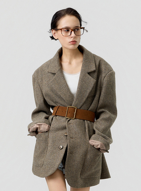 蔡少芬同款西装千鸟格2025新款小香风外套女新款冬毛呢高级感外套